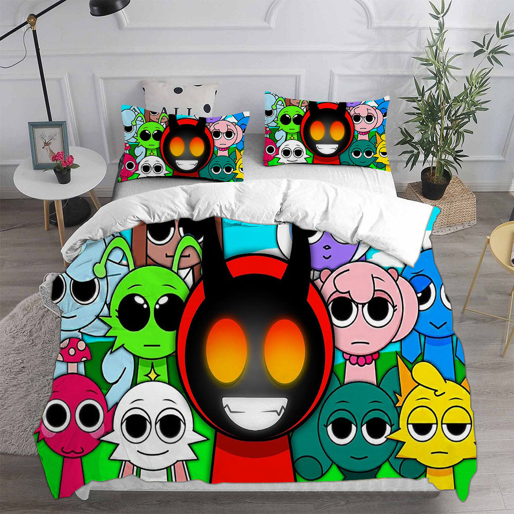 Sprunki Cosplay Bedding Set Duvet Cover Pillowcases Halloween Home Decor