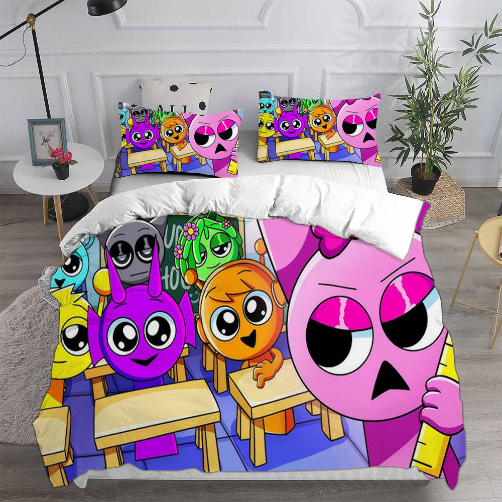 Sprunki Cosplay Bedding Set Duvet Cover Pillowcases Halloween Home Decor