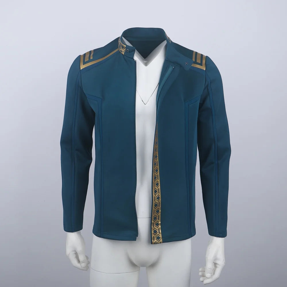 Star Trek  SNW Captain Pike Gold Uniforms Spock Blue Top Shirts Cosplay Costumes for Men