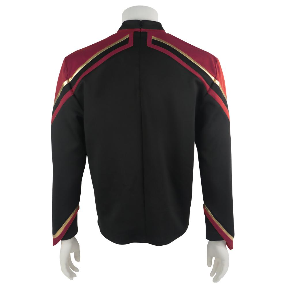 Star Trek  Admiral JL Picard Red Gold Stripe Uniform Shirt Halloween Cosplay Costume