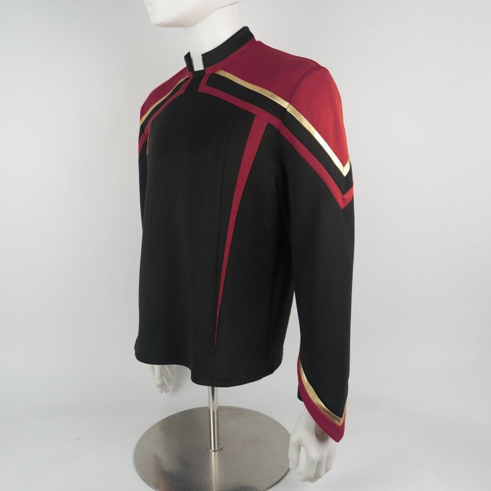 Star Trek  Admiral JL Picard Red Gold Stripe Uniform Shirt Halloween Cosplay Costume