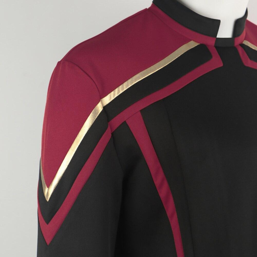 Star Trek  Admiral JL Picard Red Gold Stripe Uniform Shirt Halloween Cosplay Costume