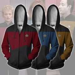 Star Trek Hoodie Sweater The Next Generation TNG 3D Sweatshirt Cosplay Costume