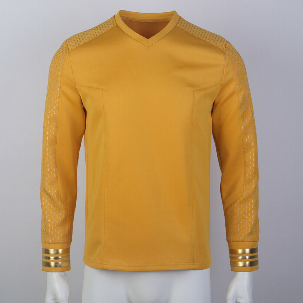 Strange New Worlds Captain Pike Gold Uniforms Startfleet Blue Red Top Shirts