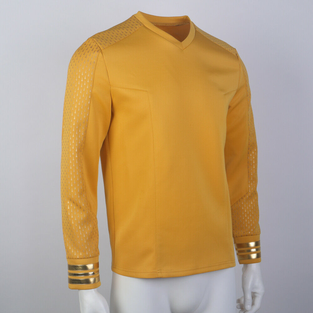 Strange New Worlds Captain Pike Gold Uniforms Startfleet Blue Red Top Shirts