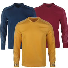 Strange New Worlds Captain Pike Gold Uniforms Startfleet Blue Red  Yellow Top Shirts