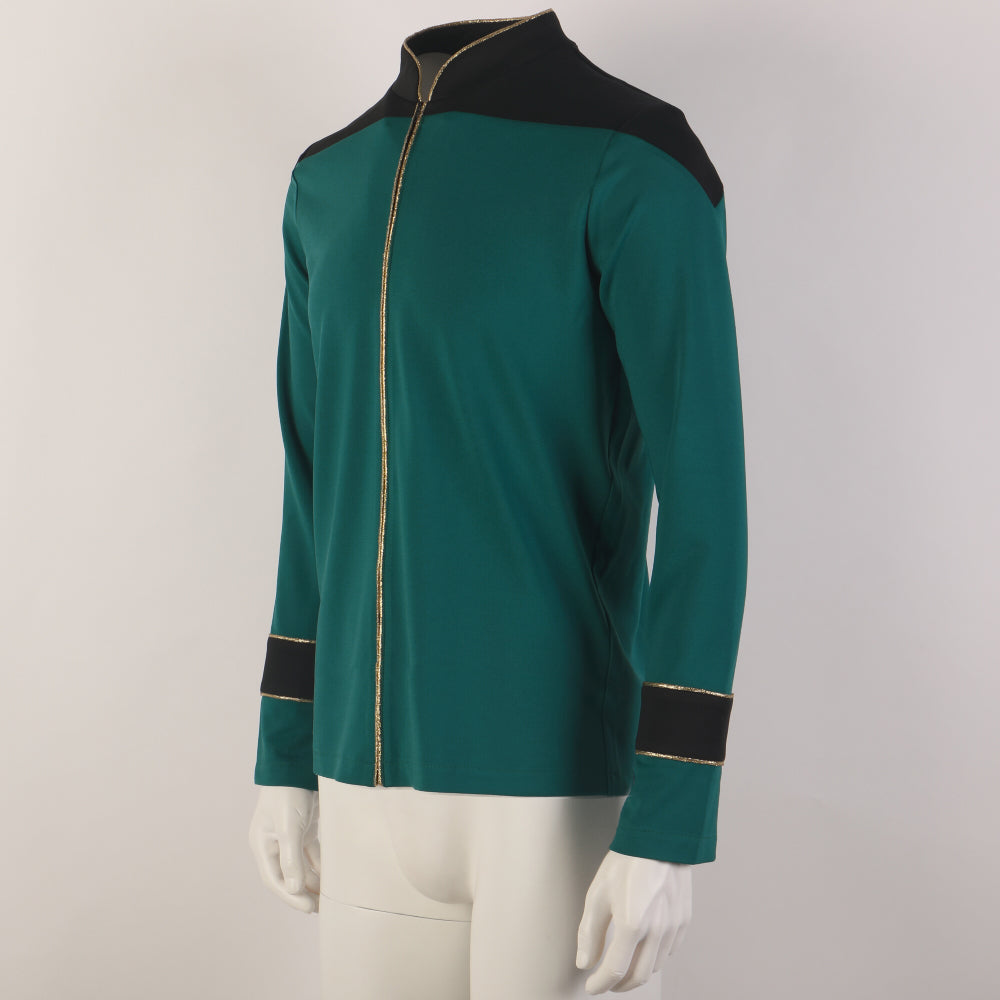 ST The Next Generation TNG  Admiral Tunic Uniforms Red Gold Men Shirts Halloween Cosplay Costumes