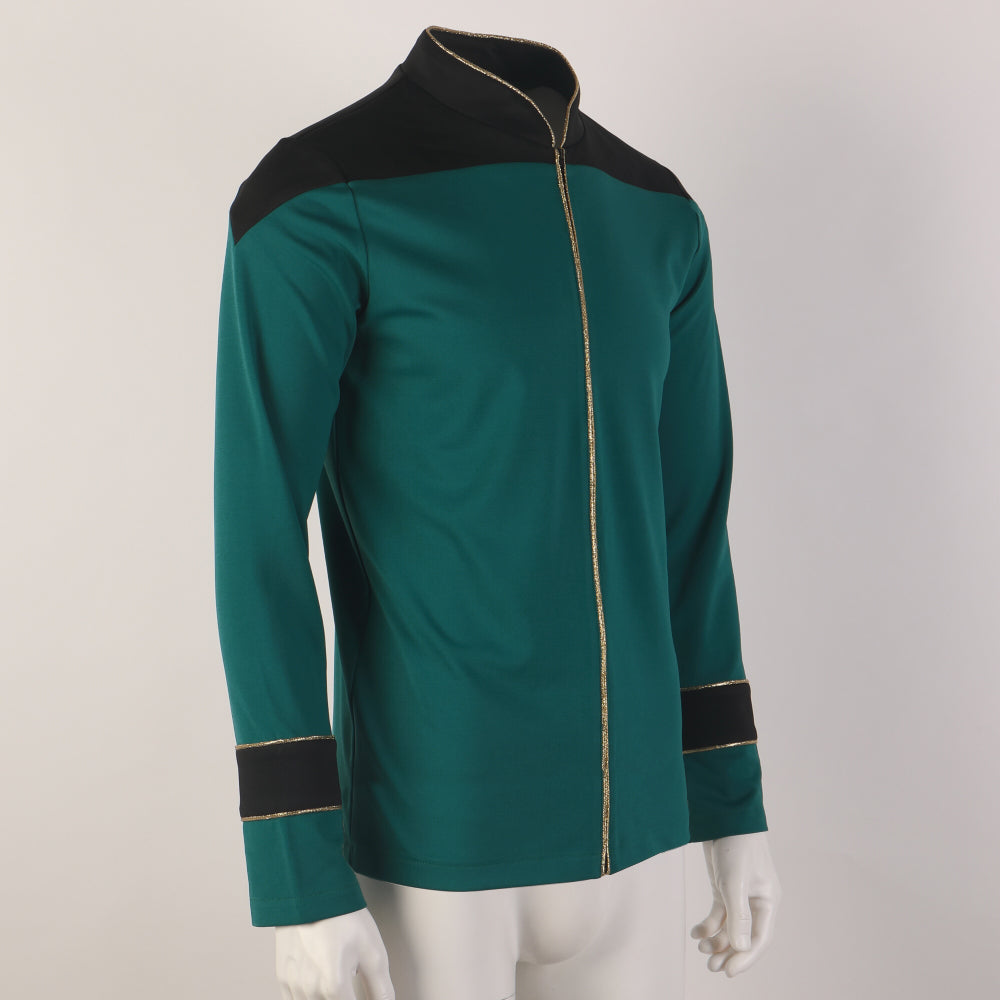 ST The Next Generation TNG  Admiral Tunic Uniforms Red Gold Men Shirts Halloween Cosplay Costumes