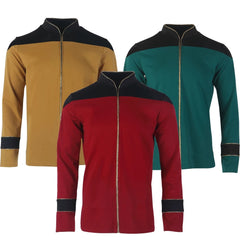 ST The Next Generation TNG  Admiral Tunic Uniforms Red Gold Men Shirts Halloween Cosplay Costumes