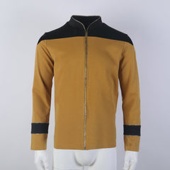 ST The Next Generation TNG  Admiral Tunic Uniforms Red Gold Men Shirts Halloween Cosplay Costumes