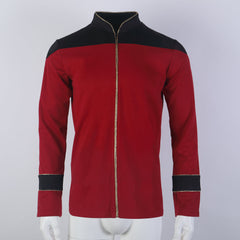 ST The Next Generation TNG  Admiral Tunic Uniforms Red Gold Men Shirts Halloween Cosplay Costumes