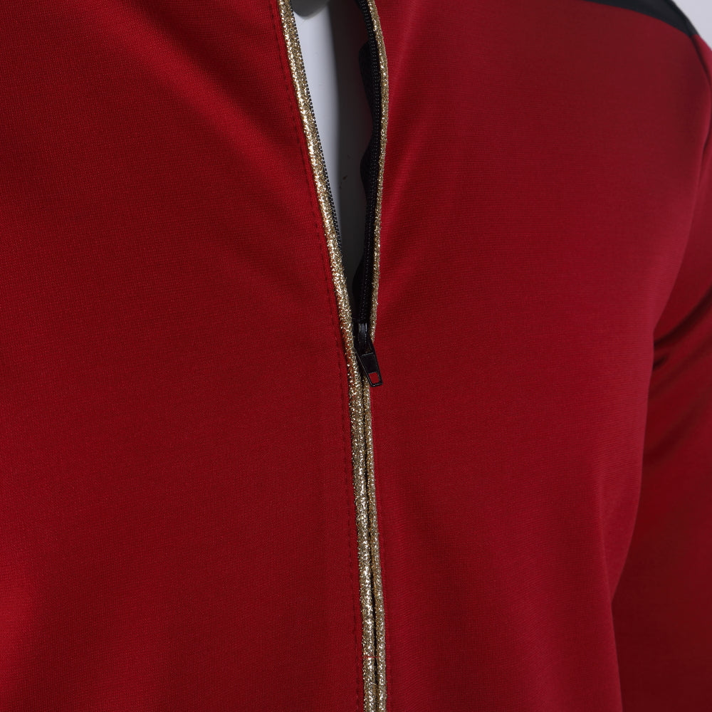 ST The Next Generation TNG  Admiral Tunic Uniforms Red Gold Men Shirts Halloween Cosplay Costumes