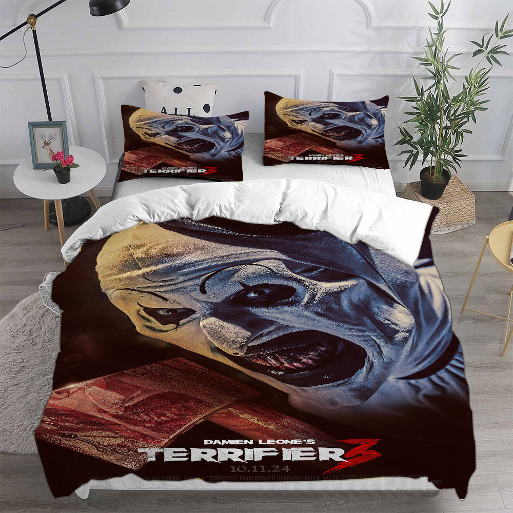 Terrifier 3 Cosplay Bedding Set Duvet Cover Pillowcases Halloween Home Decor