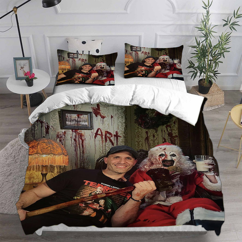 Terrifier 3 Cosplay Bedding Set Duvet Cover Pillowcases Halloween Home Decor