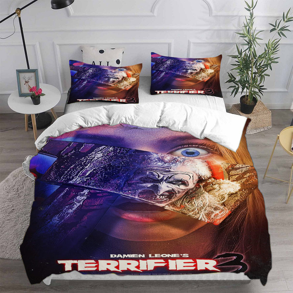 Terrifier 3 Cosplay Bedding Set Duvet Cover Pillowcases Halloween Home Decor