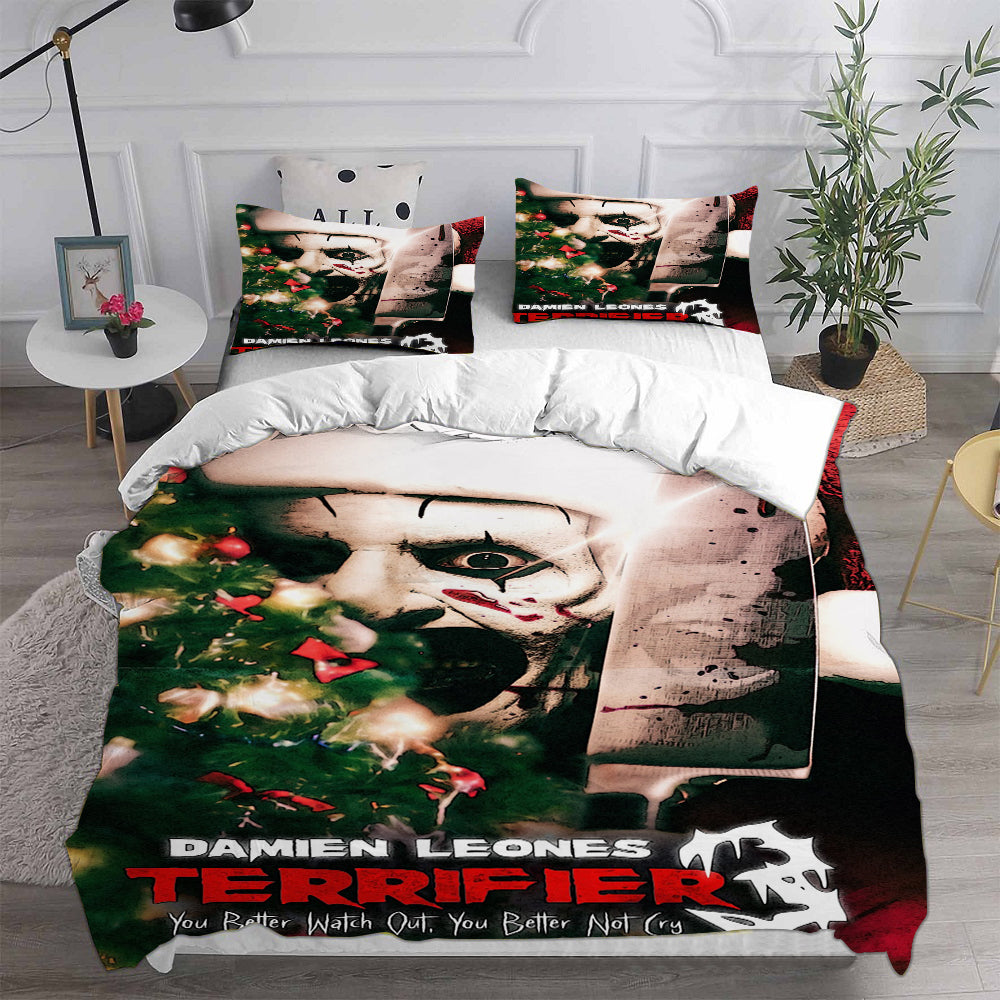 Terrifier 3 Cosplay Bedding Set Duvet Cover Pillowcases Halloween Home Decor