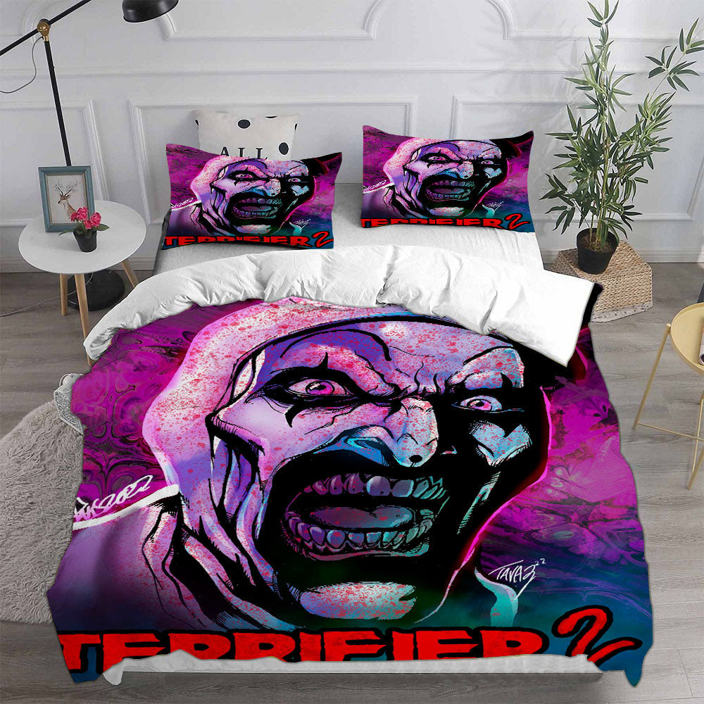 Terrifier Clown Cosplay Bedding Set Duvet Cover Pillowcases Halloween Home Decor