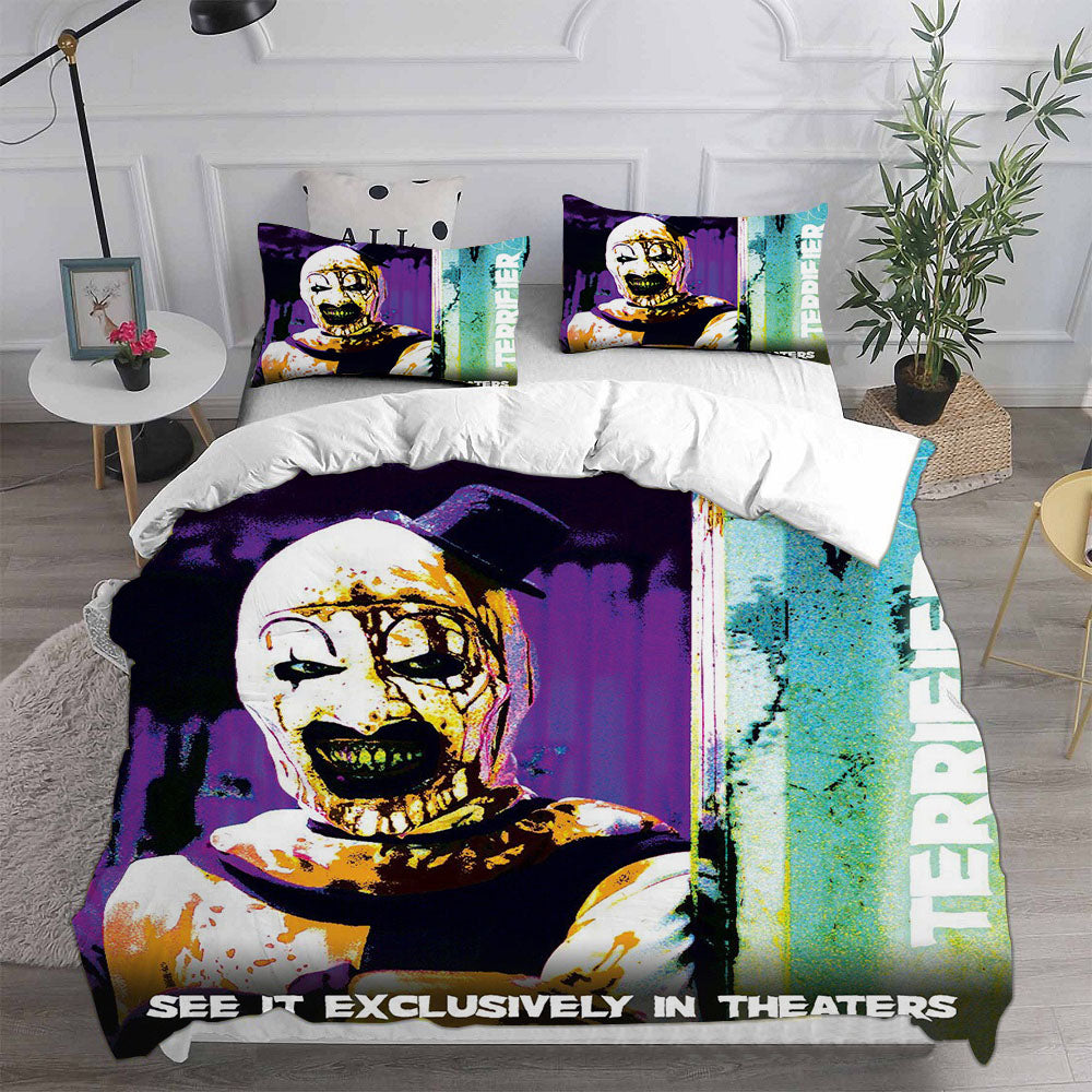 Terrifier Clown Cosplay Bedding Set Duvet Cover Pillowcases Halloween Home Decor