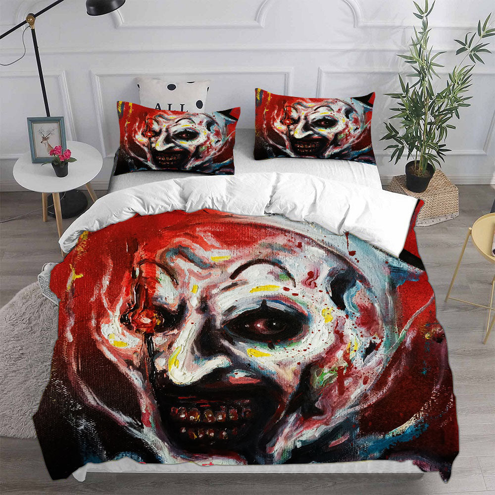 Terrifier Clown Cosplay Bedding Set Duvet Cover Pillowcases Halloween Home Decor