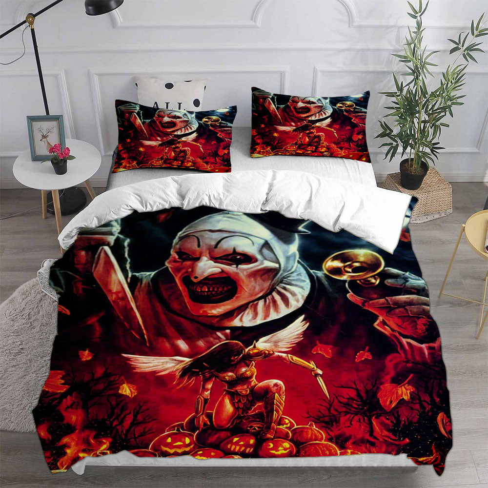 Terrifier Clown Cosplay Bedding Set Duvet Cover Pillowcases Halloween Home Decor