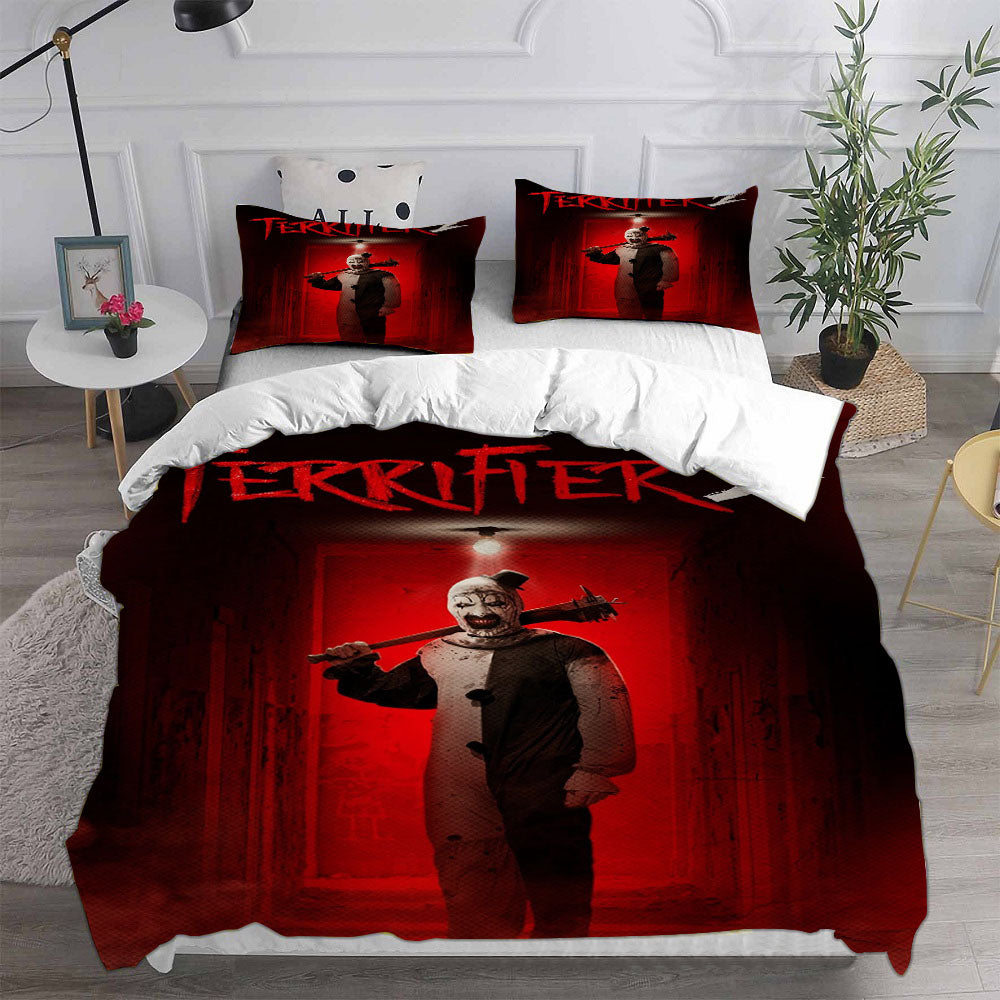 Terrifier Clown Cosplay Bedding Set Duvet Cover Pillowcases Halloween Home Decor