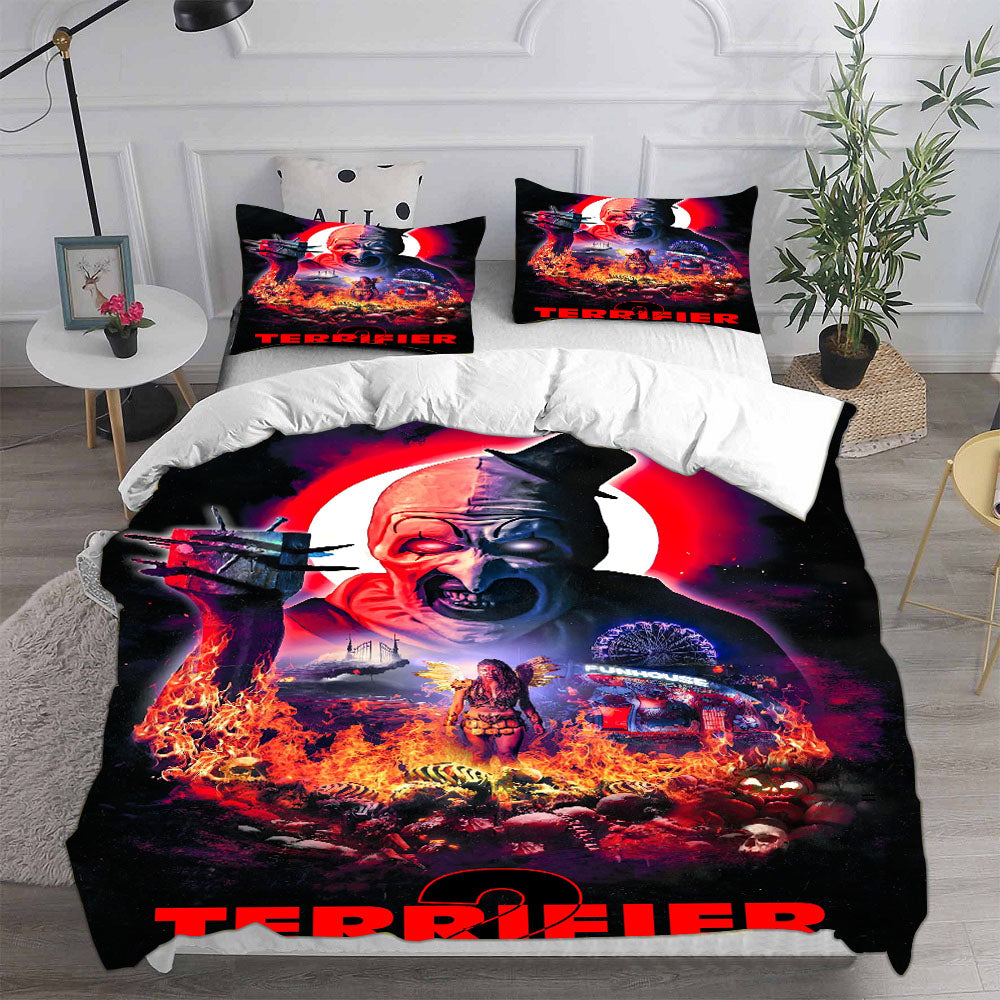 Terrifier Clown Cosplay Bedding Set Duvet Cover Pillowcases Halloween Home Decor