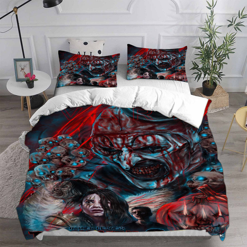 Terrifier Clown Cosplay Bedding Set Duvet Cover Pillowcases Halloween Home Decor