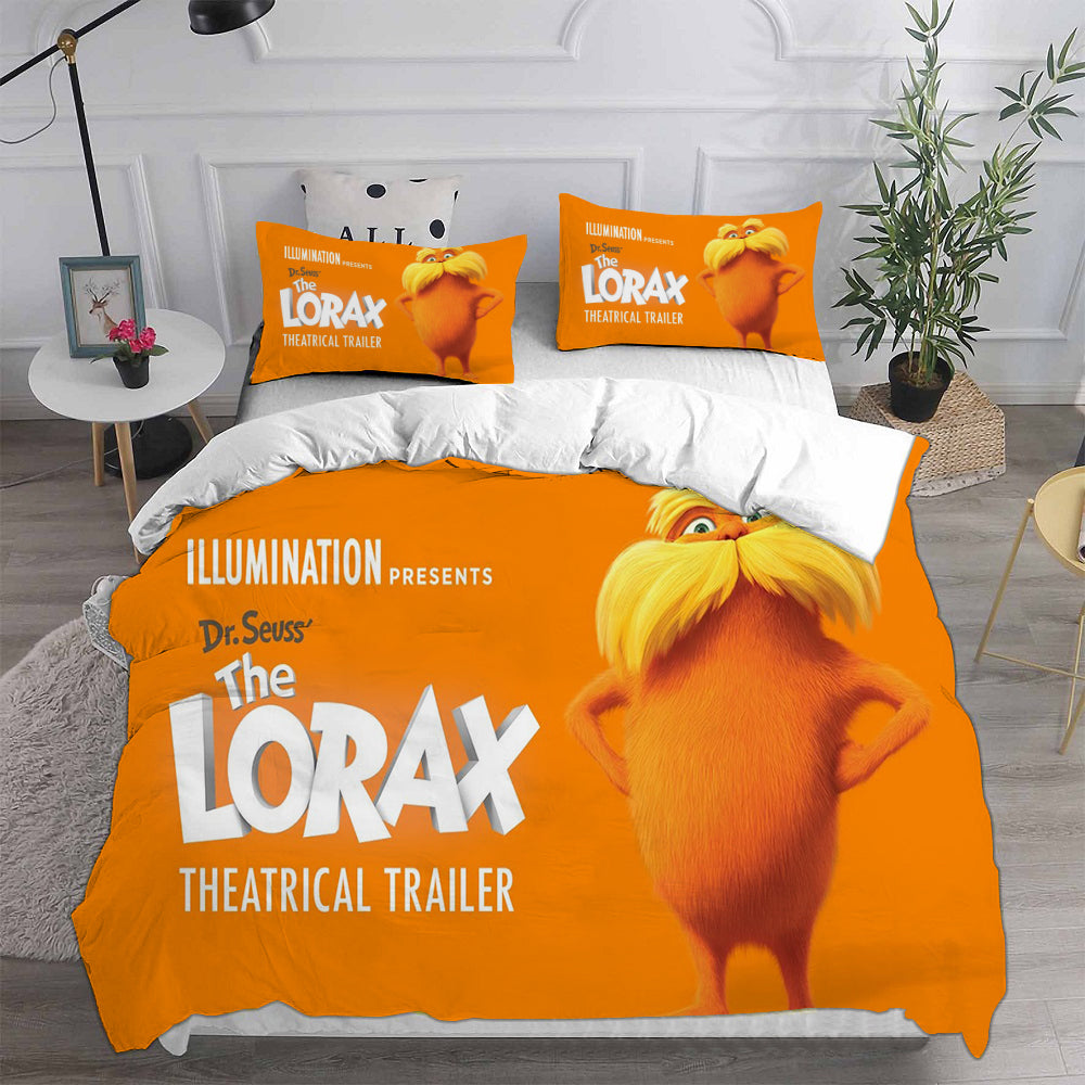 The Lorax Cosplay Bedding Set Duvet Cover Pillowcases Halloween Home Decor