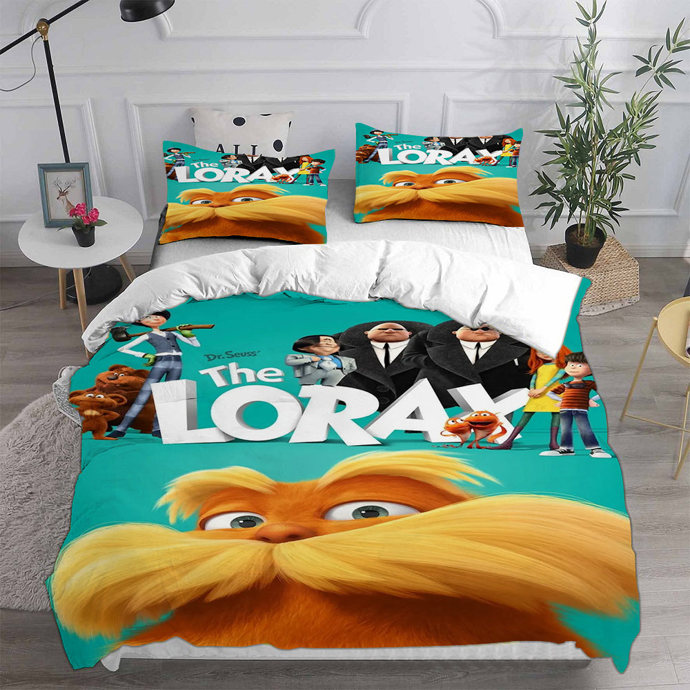 The Lorax Cosplay Bedding Set Duvet Cover Pillowcases Halloween Home Decor