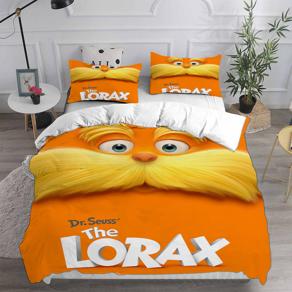 The Lorax Cosplay Bedding Set Duvet Cover Pillowcases Halloween Home Decor