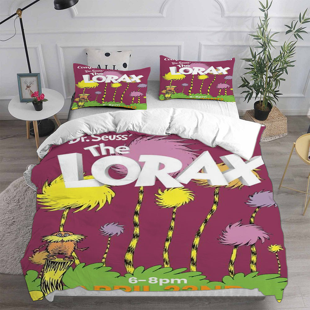 The Lorax Cosplay Bedding Set Duvet Cover Pillowcases Halloween Home Decor