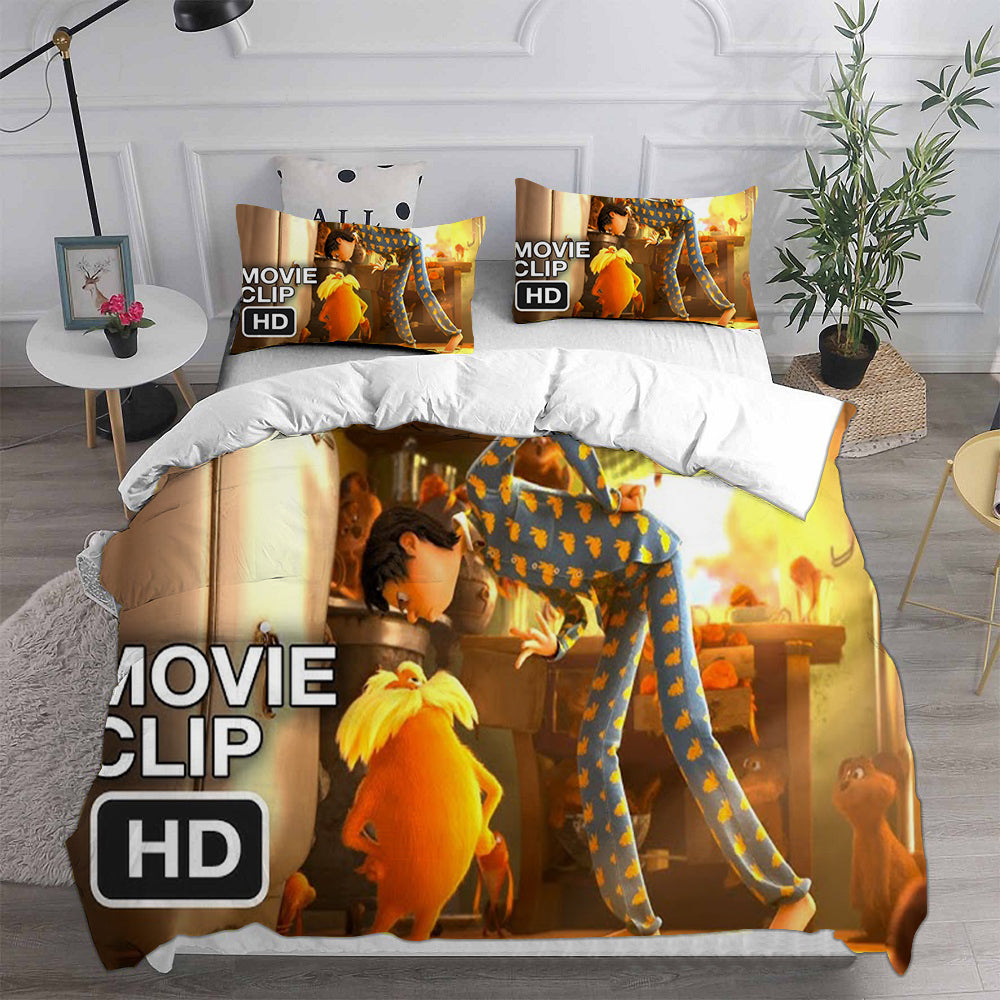 The Lorax Cosplay Bedding Set Duvet Cover Pillowcases Halloween Home Decor