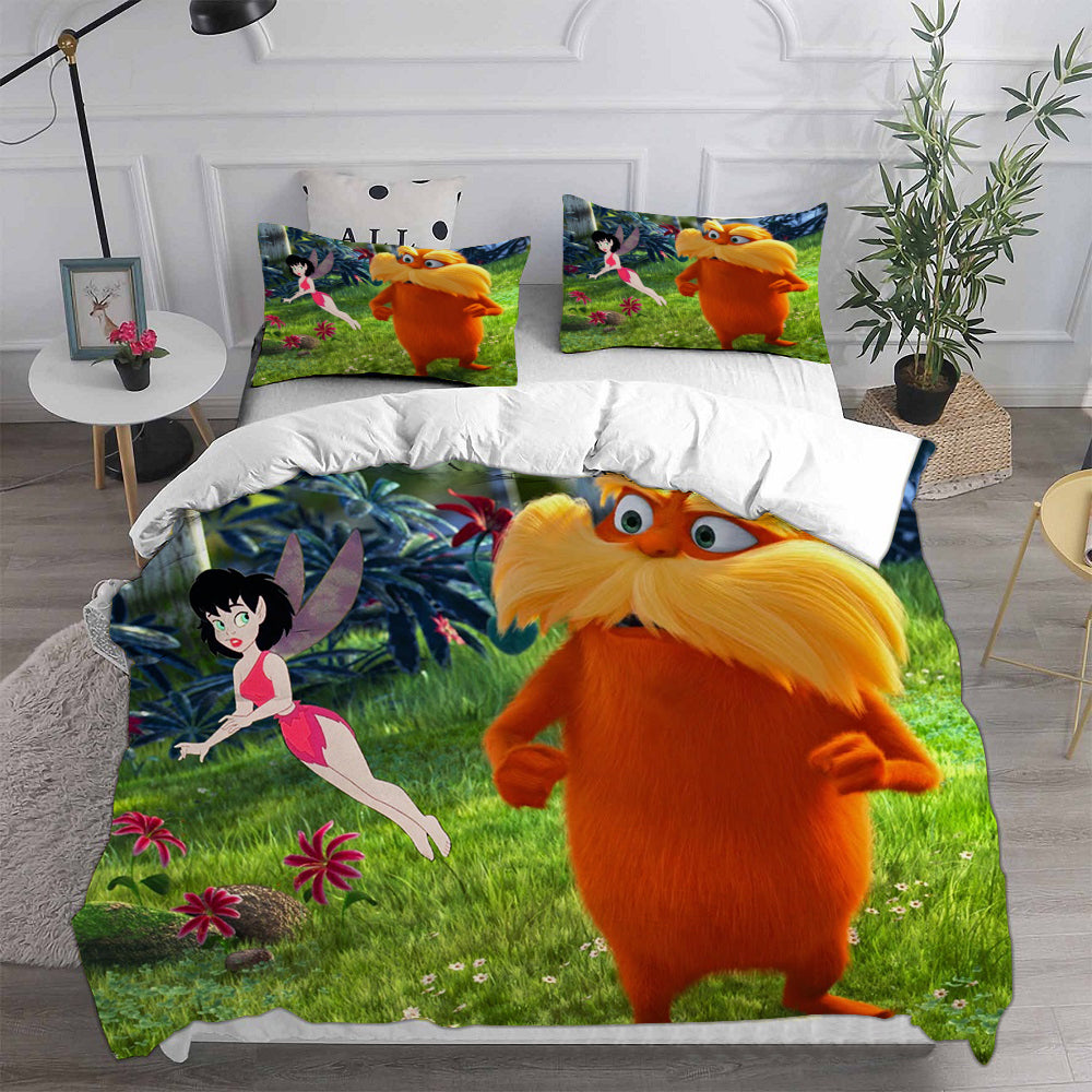 The Lorax Cosplay Bedding Set Duvet Cover Pillowcases Halloween Home Decor