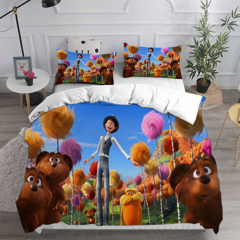 The Lorax Cosplay Bedding Set Duvet Cover Pillowcases Halloween Home Decor