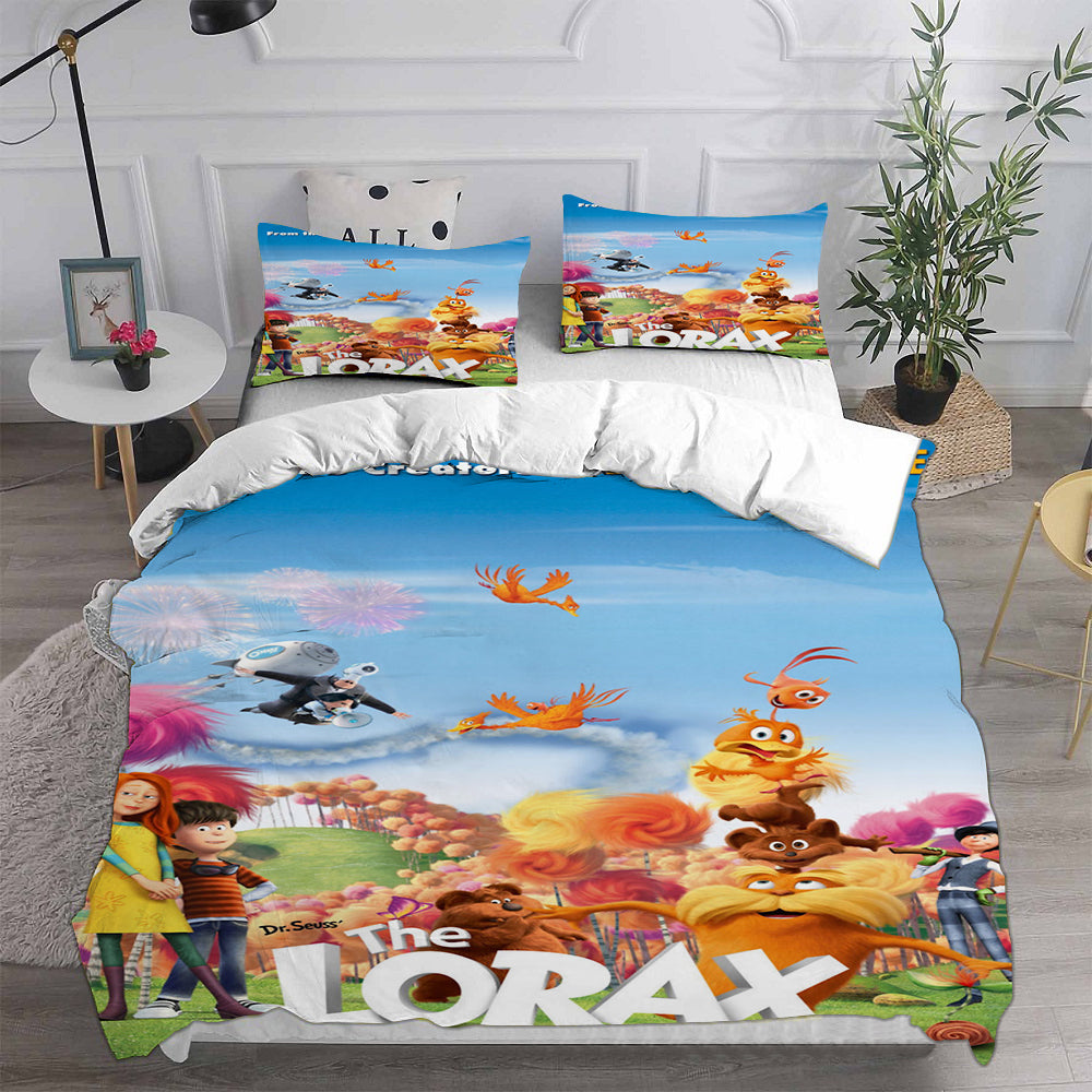 The Lorax Cosplay Bedding Set Duvet Cover Pillowcases Halloween Home Decor