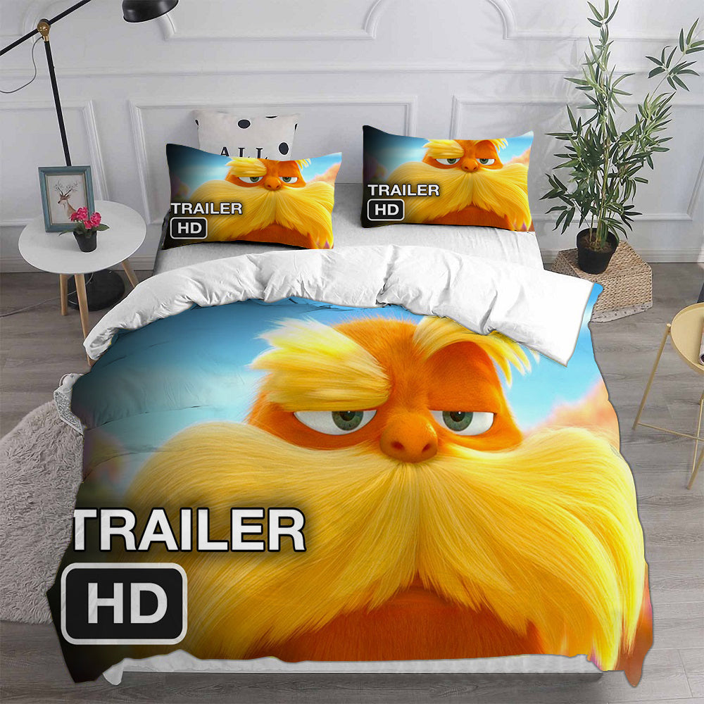 The Lorax Cosplay Bedding Set Duvet Cover Pillowcases Halloween Home Decor