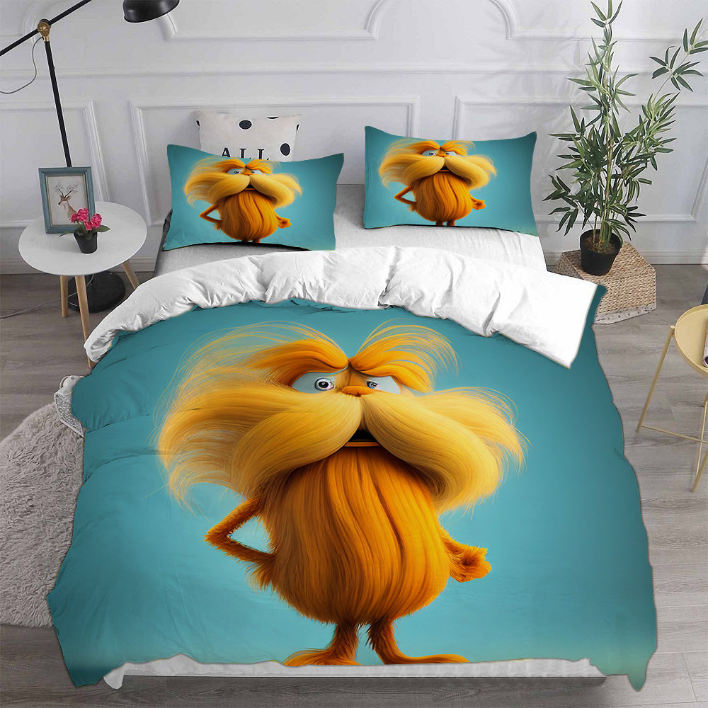 The Lorax Cosplay Bedding Set Duvet Cover Pillowcases Halloween Home Decor