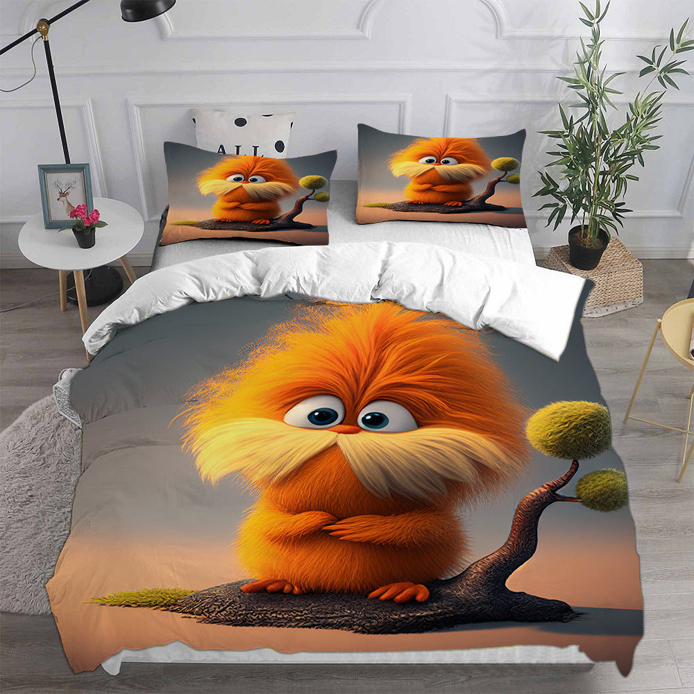 The Lorax Cosplay Bedding Set Duvet Cover Pillowcases Halloween Home Decor