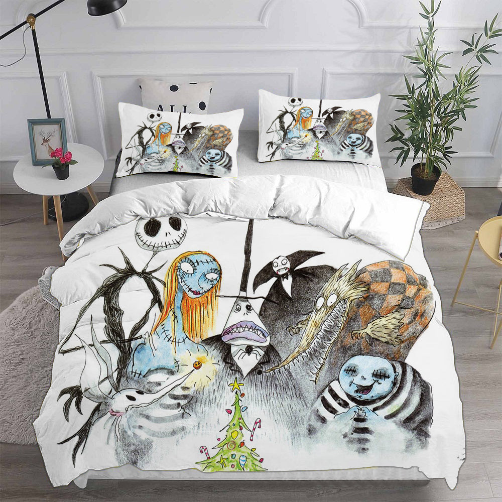 The Nightmare Before Christmas Cosplay Bedding Set Duvet Cover Pillowcases Halloween Home Decor