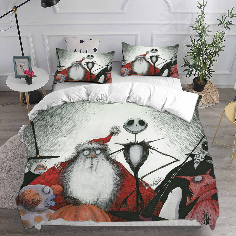 The Nightmare Before Christmas Cosplay Bedding Set Duvet Cover Pillowcases Halloween Home Decor