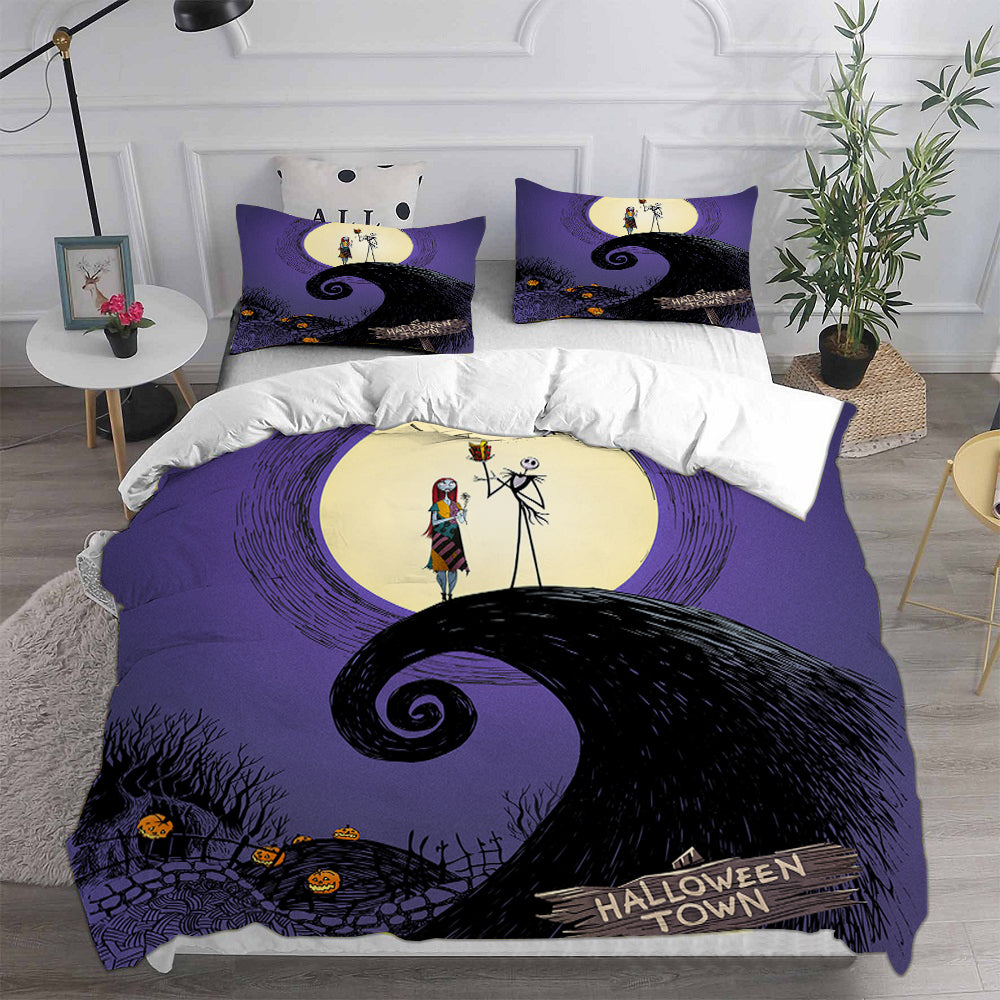 The Nightmare Before Christmas Cosplay Bedding Set Duvet Cover Pillowcases Halloween Home Decor