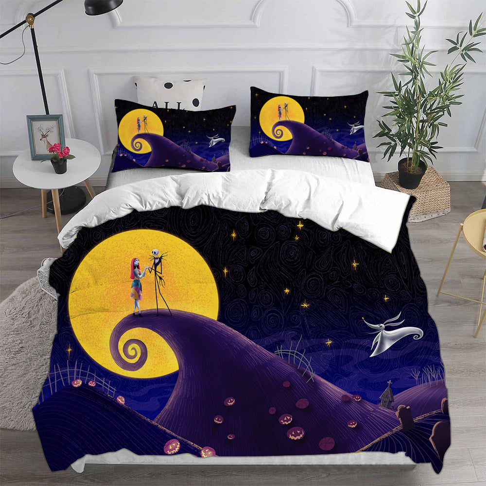 The Nightmare Before Christmas Cosplay Bedding Set Duvet Cover Pillowcases Halloween Home Decor