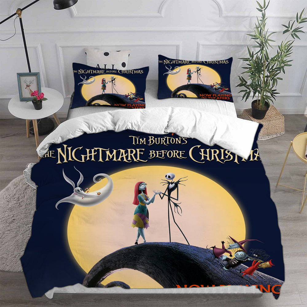 The Nightmare Before Christmas Cosplay Bedding Set Duvet Cover Pillowcases Halloween Home Decor