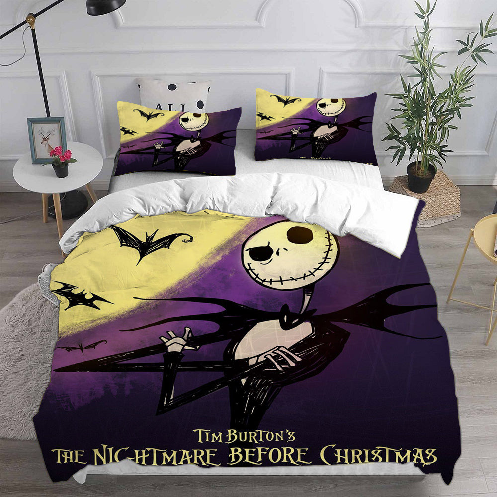 The Nightmare Before Christmas Cosplay Bedding Set Duvet Cover Pillowcases Halloween Home Decor