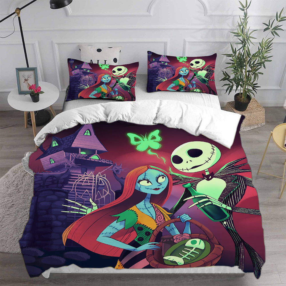 The Nightmare Before Christmas Cosplay Bedding Set Duvet Cover Pillowcases Halloween Home Decor