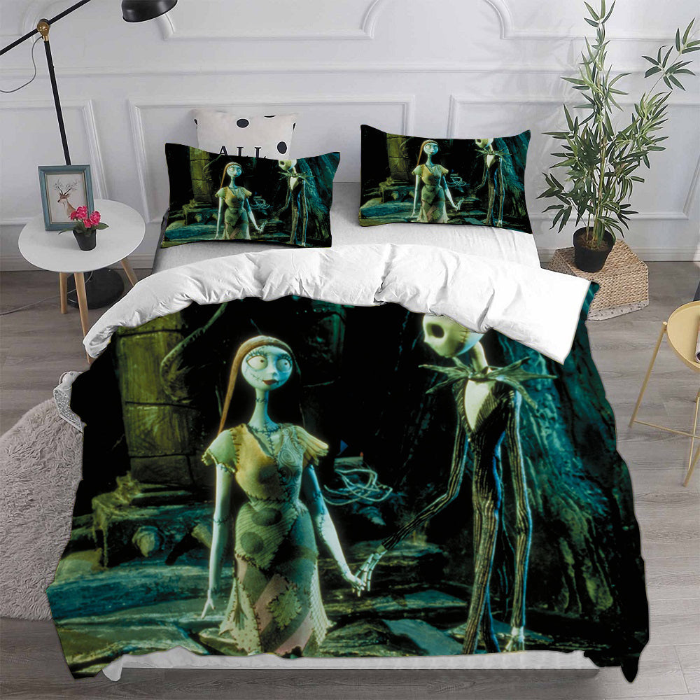 The Nightmare Before Christmas Cosplay Bedding Set Duvet Cover Pillowcases Halloween Home Decor