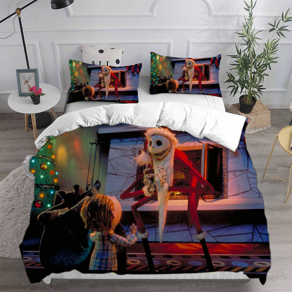 The Nightmare Before Christmas Cosplay Bedding Set Duvet Cover Pillowcases Halloween Home Decor