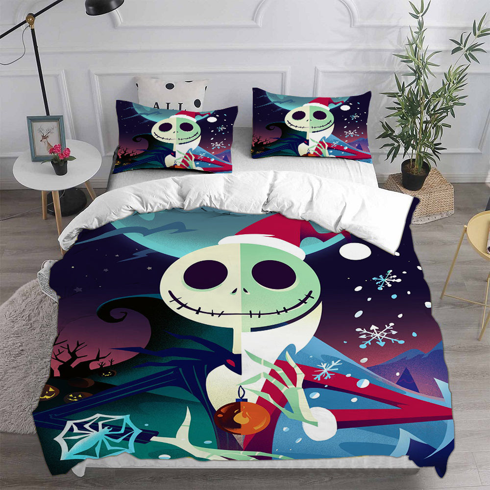 The Nightmare Before Christmas Cosplay Bedding Set Duvet Cover Pillowcases Halloween Home Decor