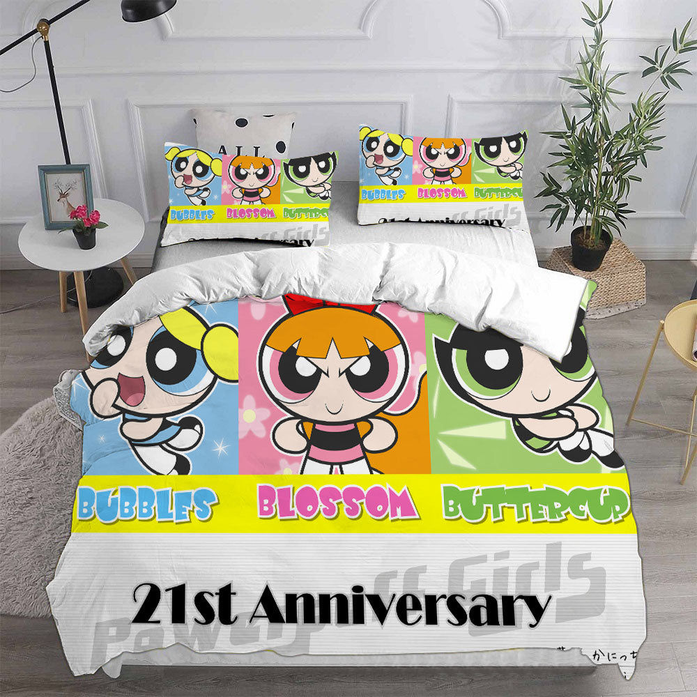 The Powerpuff Girls  Cosplay Bedding Set Duvet Cover Pillowcases Halloween Home Decor