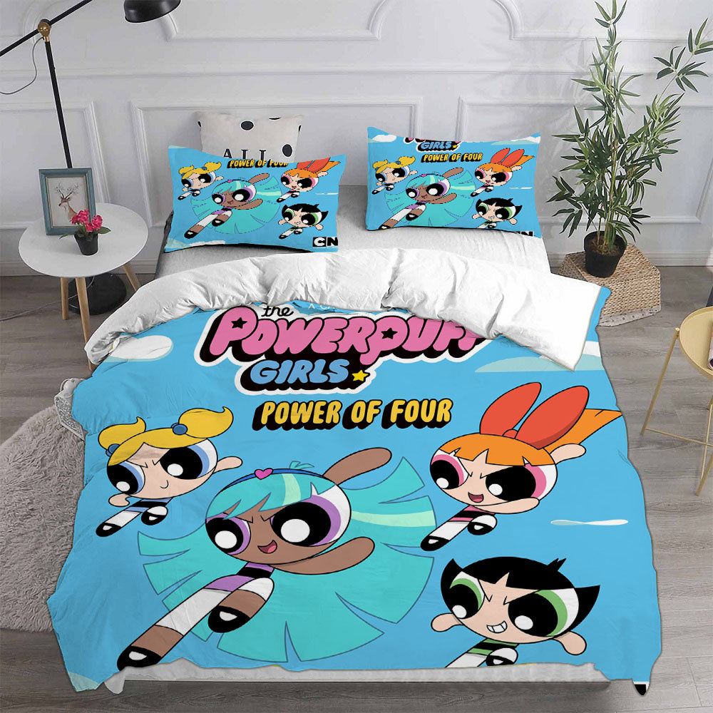 The Powerpuff Girls  Cosplay Bedding Set Duvet Cover Pillowcases Halloween Home Decor